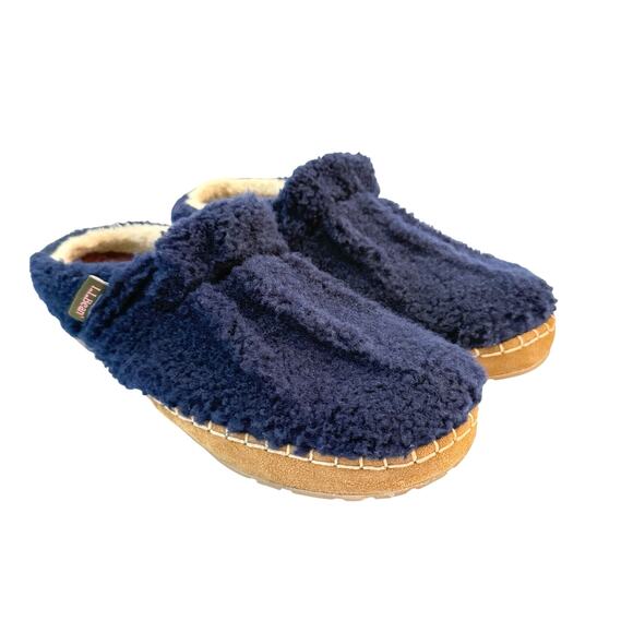 LL Bean Cozy Slipper Slides Size 8 Navy Blue Fleece - Picture 2 of 12